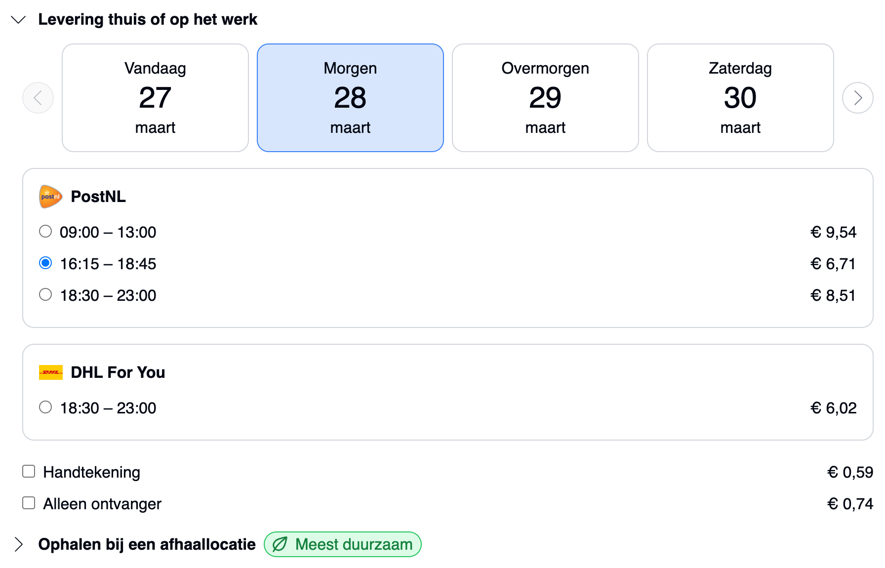 MyParcel PrestaShop bezorgopties algemeen